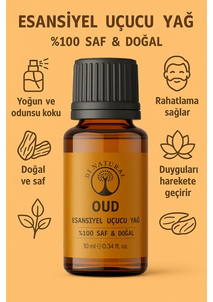 Oud Uçucu Yağ Saf Doğal Esans Buhurdanlık Difüzör Oda Esansı 10 ml