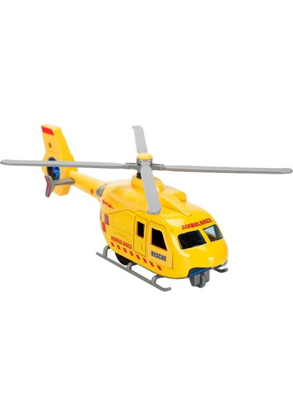 Sesli ve Işıklı Çek Bırak Die Cast Helikopter - Ambulans