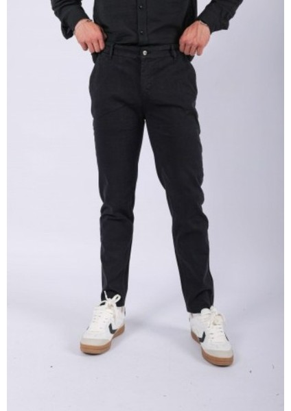 Erkek Pamuklu Keten Siyah Pantolon fırsatları