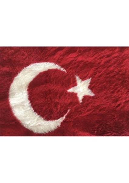 Türk Bayraklı Torpido Pandizot Üstü Peluş Halı Ay Yıldız Torpido Örtüsü 150X40CM