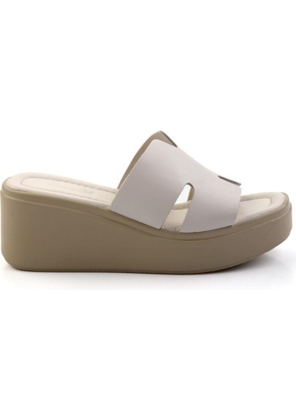 Bej Leather Kadın Terlik K04628100003