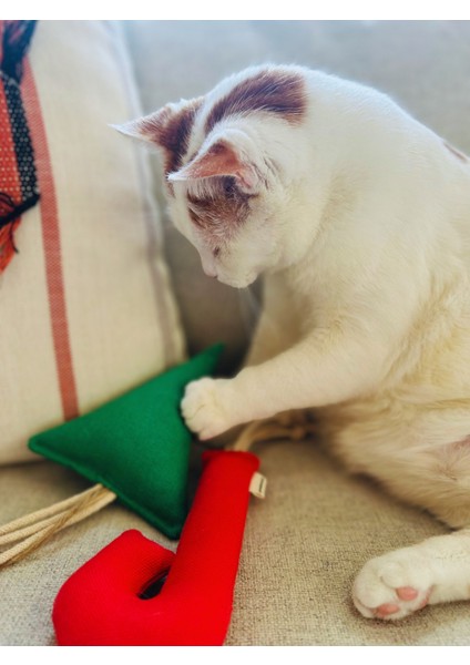 Pamuklu ve Doğa Dostu Kedi Oyuncağı Baston Şeker- Kedi Naneli