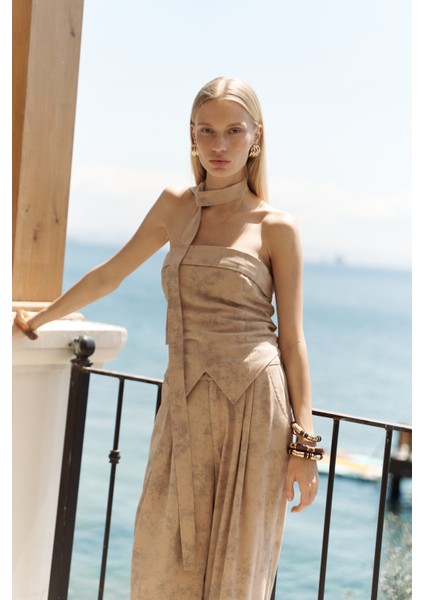 Bhioctoria Vizon Straplez Crop Pantolon Takım