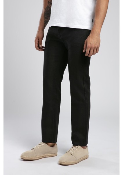 Rico Yüksek Bel Düz Kesim Düz Paça Siyah Erkek Jean Pantolon modelleri