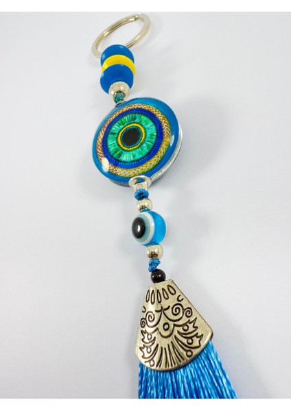 Mavi Epoksi Nazar Boncuklu Gösterişli Anahtarlık, El Yapımı Hediyelik Aksesuar Araba Süsü fiyatları