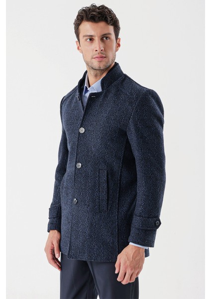 Kaşe Hakim Yaka Desenli Yırtmaçlı Astarlı Slim Fit Dar Kesim Klasik Kaban 1008235153 fırsatları