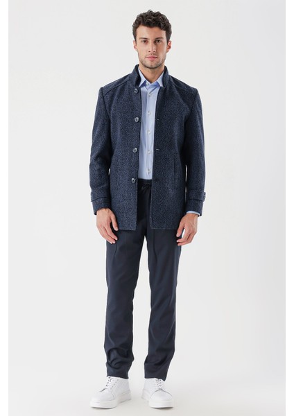 Kaşe Hakim Yaka Desenli Yırtmaçlı Astarlı Slim Fit Dar Kesim Klasik Kaban 1008235153 indirimleri