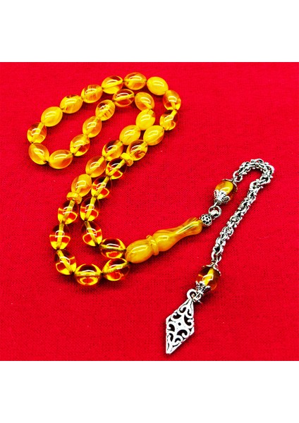 Sarı Tonda Ateş Kehribar Tesbih fiyatları