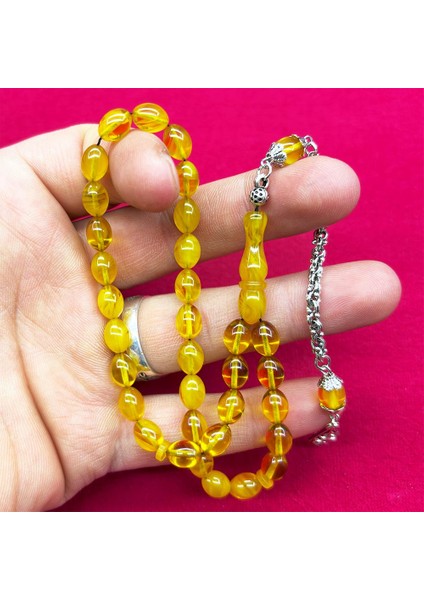 Sarı Tonda Ateş Kehribar Tesbih modelleri