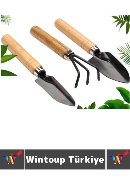 Kompakt Bahçe Hobi Piknik Kamp Toprak Düzenleme Kürek Ince Kürek Tırmık 3 Prça Mini Ahşap Bahçe Seti modelleri