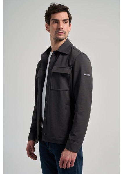 Koyu Antrasit Armürlü Bebe Yaka Kendinden Pamuklu Garnisiz-Biyesiz Standart Fit Mont 1007245163 modelleri