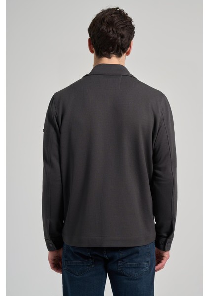 Koyu Antrasit Armürlü Bebe Yaka Kendinden Pamuklu Garnisiz-Biyesiz Standart Fit Mont 1007245163 indirimleri