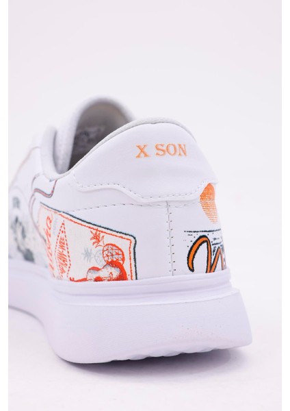 3D Dijital Baskı Kadın Alex McQueen Beyaz - Aloha Desenli Sneaker modelleri