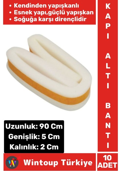 Yüksek Kaliteli Kendinden Yapışkanlı Kapı Altı Eşik Bantı Soğuk Koruyucu Isı Yalıtım Süngeri 10 Adet