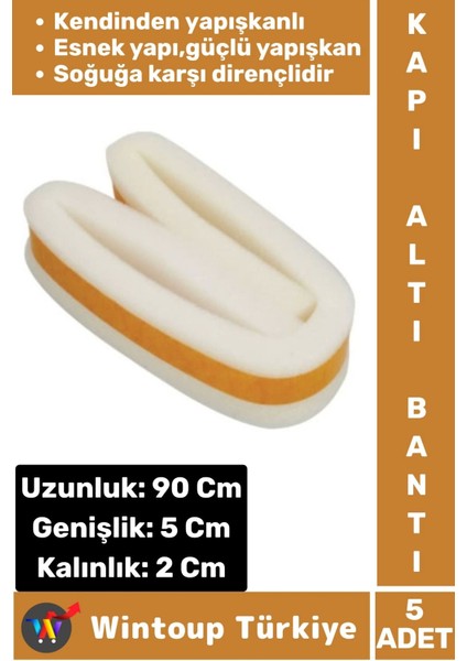 Yüksek Kaliteli Kendinden Yapışkanlı Kapı Altı Eşik Bantı Soğuk Koruyucu Isı Yalıtım Süngeri 5 Adet