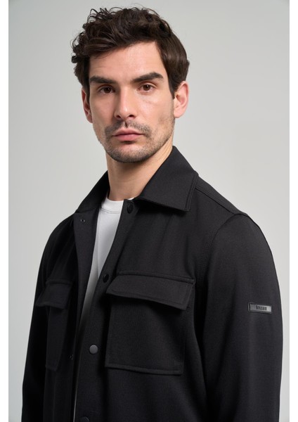 Siyah Armürlü Bebe Yaka Kendinden Pamuklu Garnisiz-Biyesiz Standart Fit Mont 1007245163 fırsatları