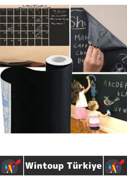 Kolay Temizlenir Çocuk Odası Mutfak Ofis Not Kendinden Yapışkan Duvara Yapışan Kara Tahta 30 x 100CM fiyatları