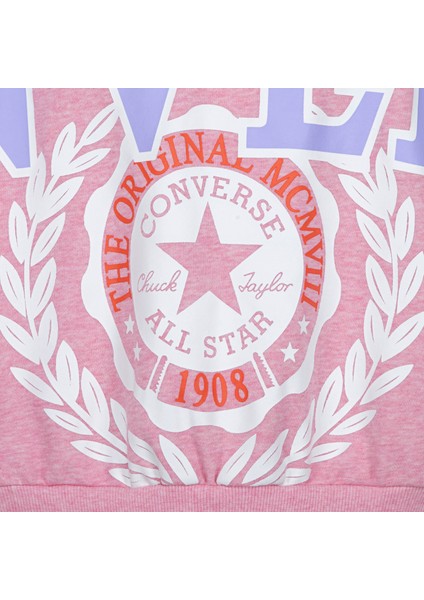 Oversized Varsity Çocuk Pembe Sweatshirt