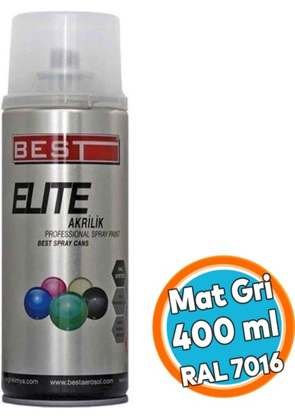 Akrilik Sprey Boya 400 ml Mat Gri Antasit Gri RAL7016
