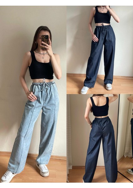 Ince Kot Salaş Pantolon Beli Lastikli