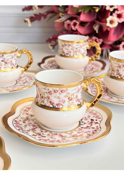 Türk Kahve Fincanı Daisy 6 Kişilik 12 Parça