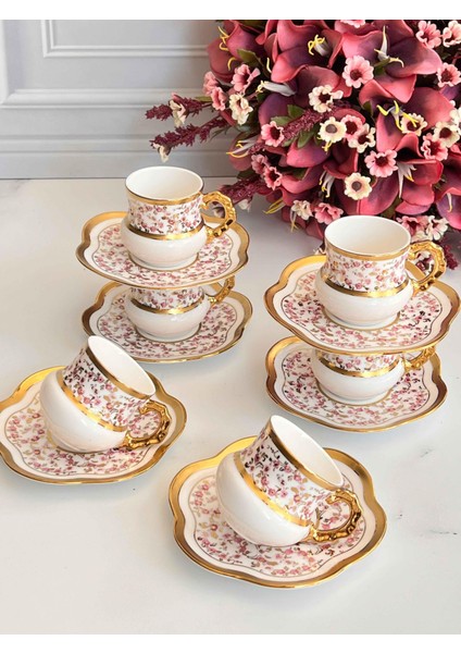 Türk Kahve Fincanı Daisy 6 Kişilik 12 Parça