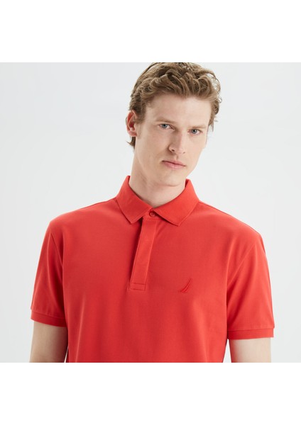 Erkek Kırmızı Slim Fit Kısa Kollu Polo