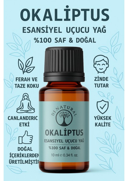 Okaliptus Yağ Saf Doğal Esans Buhurdanlık Difüzör Oda Esansı 10 ml fırsatları