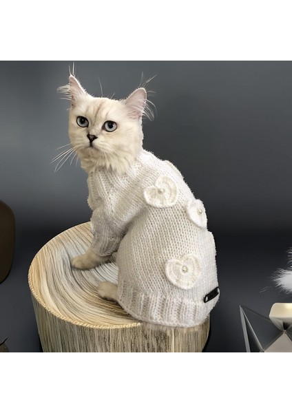 Kedi ve Köpek Için Beyaz Incili Kalpli Kazak fiyatları