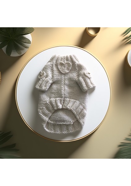 Kedi ve Köpek Için Beyaz Incili Kalpli Kazak modelleri