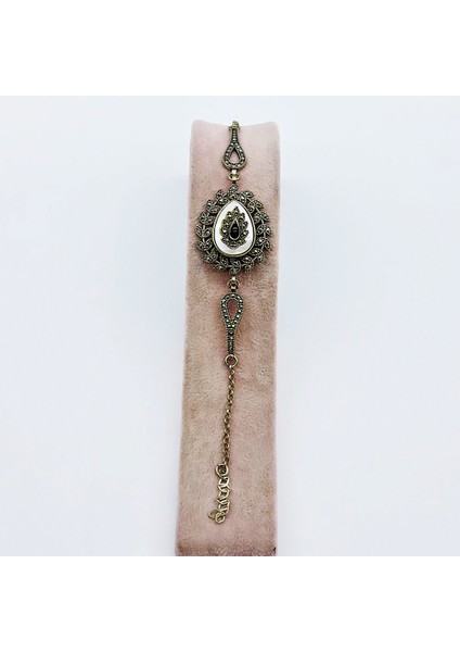 Damla Model 925 Ayar Gümüş Sedef ve Oltu Taşı Bileklik