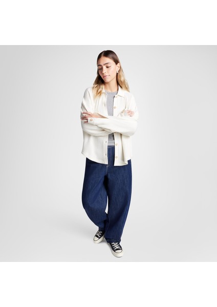 Classic Kadın Oversize Fit Krem Gömlek fiyatları