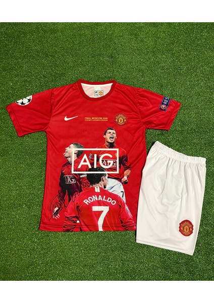 Dayıbalı Mnu Cristiano Ronaldo Temalı Kırmızı Kısa Kol Özel Çocuk forması