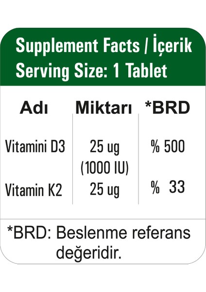 HappyMore Vitamin D3 ve Vitamin K2 İçeren 30 Tablet Takviye Edici Gıda modelleri