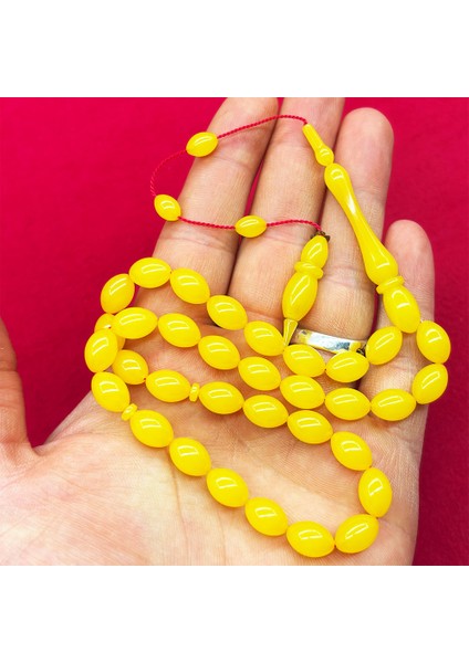 Usta Işçilikli Limon Sarısı Ateş Kehribar Tesbih