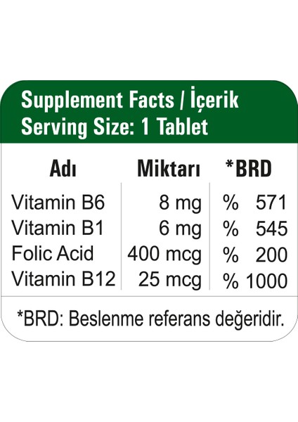 HappyMore Folik Asit ve B Grubu Vitaminler İçeren 30 Tablet Takviye Edici Gıda fiyatları