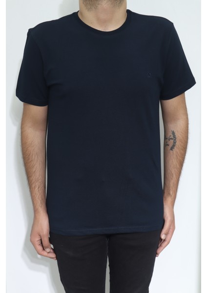 Fistan Store Erkek Düz Spor Kesim Normal Kalıp Bisiklet Yaka T-Shirt