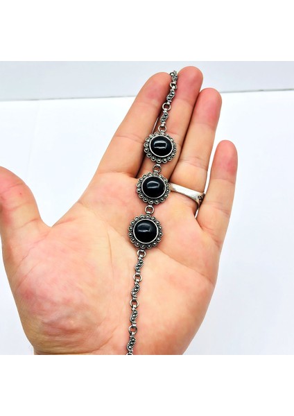 Oltu Taşı Işçilikli 925 Ayar Gümüş Kadın Bileklik fiyatları