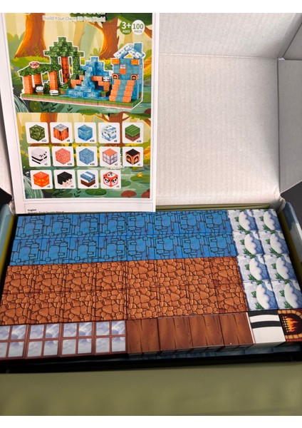 Minecraft Manyetik Küp Blok Orman Model2 Yapı Taşı 100 Parça