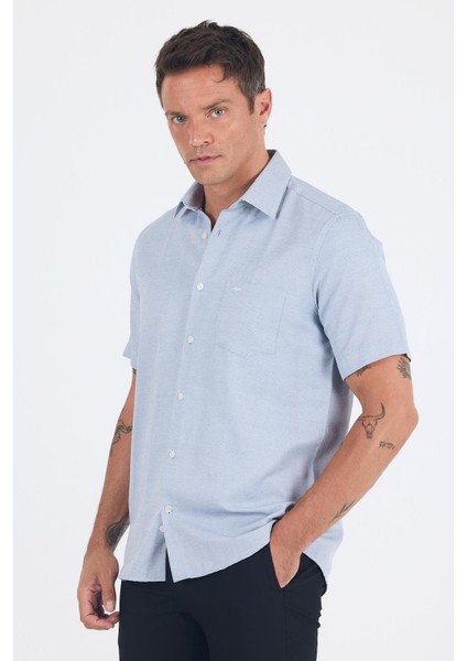 Koyu Lacivert Sert Yaka Kısa Kol Cepli Comfort Fit Cls Gömlek 1004250264 fiyatları