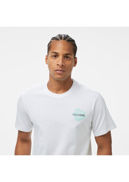 Loose Fit Erkek Grafik Baskılı Beyaz T-Shirt fırsatları