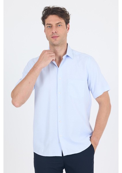 Koyu Mavi Sert Yaka Kısa Kol Cepli Comfort Fit Cls Gömlek 1004250263 modelleri