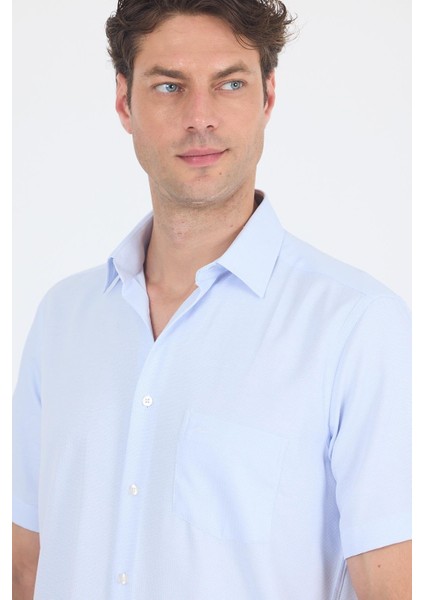 Koyu Mavi Sert Yaka Kısa Kol Cepli Comfort Fit Cls Gömlek 1004250263 fırsatları