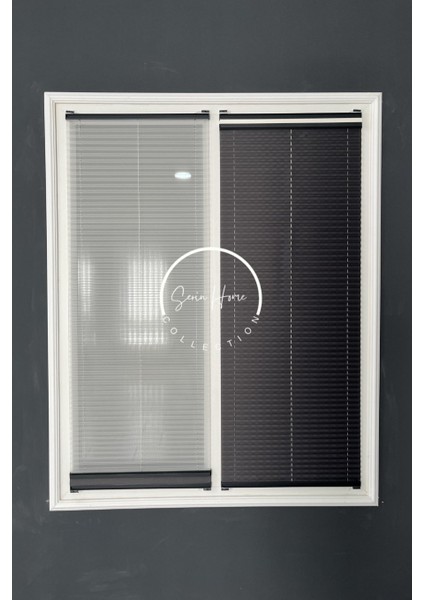 Gece Gündüz Katlanabilir Antrasit Çiftli Plise Perde, Cam Balkon Perdeleri, Pvc Pencere Perdeleri