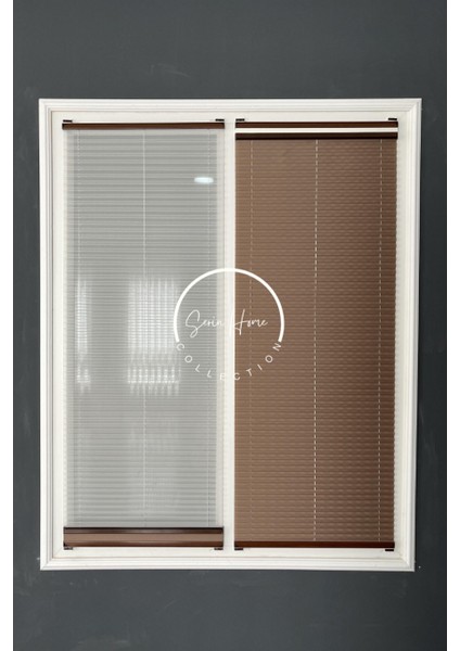 Gece Gündüz Katlanabilir Kahverengi Çiftli Plise Perde, Cam Balkon Perdeleri, Pvc Pencere Perdeleri