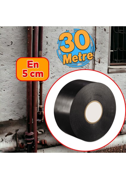 Antikorozyon Bandı Siyah Metal Boru Pas Önleme Izolasyon Sarma Bant 50 mm x 30 Metre 1 Adet fırsatları
