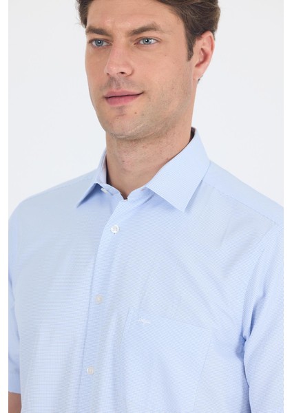 Koyu Mavi Sert Yaka Kısa Kol Cepli Comfort Fit Cls Gömlek 1004250257 fırsatları
