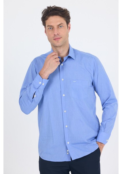 Mavi Uzun Kol Pamuklu Basic Comfort Fit Gömlek 1004250002 modelleri