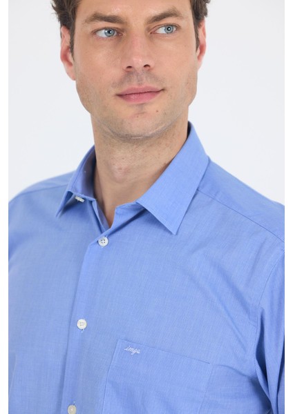 Mavi Uzun Kol Pamuklu Basic Comfort Fit Gömlek 1004250002 fırsatları