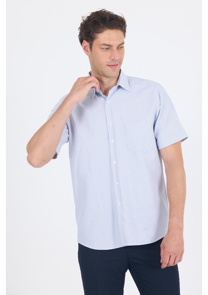 Koyu Lacivert Sert Yaka Kısa Kol Cepli Comfort Fit Cls Gömlek 1004250259 modelleri